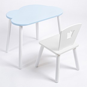 Комплект детский стол ОБЛАЧКО и стул КОРОНА ROLTI Baby (голубая  столешница/белое сиденье/белые ножки) в Надыме - nadym.mebel24.online | фото 1