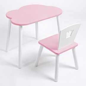 Комплект детский стол ОБЛАЧКО и стул КОРОНА ROLTI Baby (розовая столешница/розовое сиденье/белые ножки) в Надыме - nadym.mebel24.online | фото