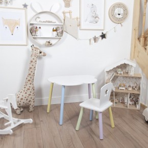 Комплект детский стол ОБЛАЧКО и стул ЗВЕЗДА ROLTI Baby (белая столешница/белое сиденье/цветные ножки) в Надыме - nadym.mebel24.online | фото
