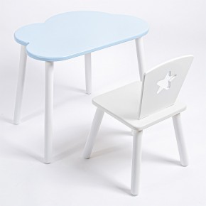Комплект детский стол ОБЛАЧКО и стул ЗВЕЗДА ROLTI Baby (голубая столешница/белое сиденье/белые ножки) в Надыме - nadym.mebel24.online | фото