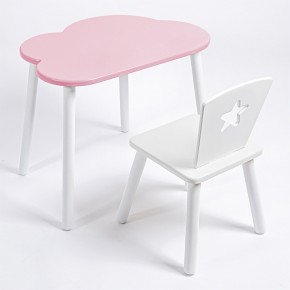 Комплект детский стол ОБЛАЧКО и стул ЗВЕЗДА ROLTI Baby (розовая столешница/белое сиденье/белые ножки) в Надыме - nadym.mebel24.online | фото