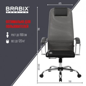 Кресло офисное BRABIX PREMIUM "Ultimate EX-800" хром, плотная двойная сетка Х2, черное/серое, 532912 в Надыме - nadym.mebel24.online | фото 3