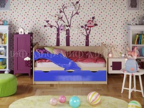 Кровать Дельфин-1 800*1600 (Синий металлик/дуб крафт белый) в Надыме - nadym.mebel24.online | фото