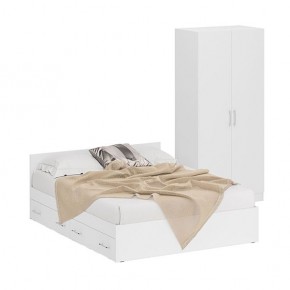 Кровать с ящиками 1600 + Шкаф 2-х створчатый Стандарт, цвет белый, ШхГхВ 163,5х203,5х70 + 90х52х200 см., сп.м. 1600х2000 мм., б/м, основание есть в Надыме - nadym.mebel24.online | фото