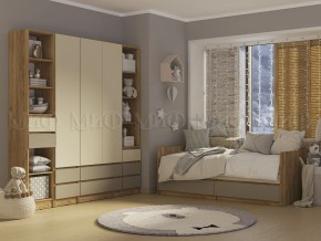 ЧЕЛСИ Color Кровать с ящиками 800 с настилом ЛДСП (Слоновая кость/Глиняный серый/Дуб крафт) в Надыме - nadym.mebel24.online | фото 2