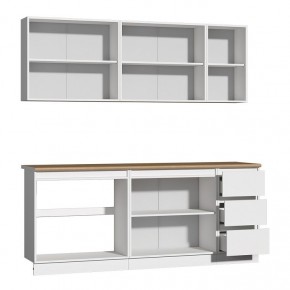 Кухня Хилтон 2.0 м (Белый текстурный/Дуб Вотан) в Надыме - nadym.mebel24.online | фото 2