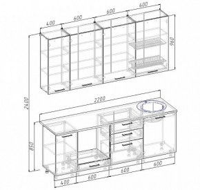 Кухонный гарнитур Антрацит 2200 (Стол. 38мм) в Надыме - nadym.mebel24.online | фото 3