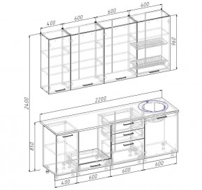 Кухонный гарнитур Жемчуг 2200 (Стол. 38мм) в Надыме - nadym.mebel24.online | фото 2