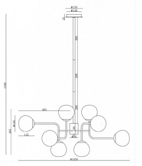 Люстра на штанге Maytoni Erich MOD221-PL-12-G в Надыме - nadym.mebel24.online | фото 3