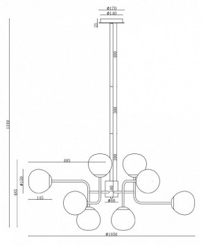 Люстра на штанге Maytoni Erich MOD221-PL-12-N в Надыме - nadym.mebel24.online | фото 3