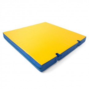 Мат гимнастический 1х1х0,1м с вырезом под стойки цв. синий-желтый в Надыме - nadym.mebel24.online | фото 1