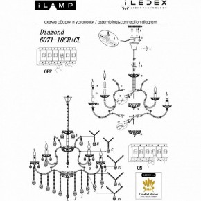 Подвесная люстра iLamp Diamond 6071-18 CR+CL в Надыме - nadym.mebel24.online | фото 2