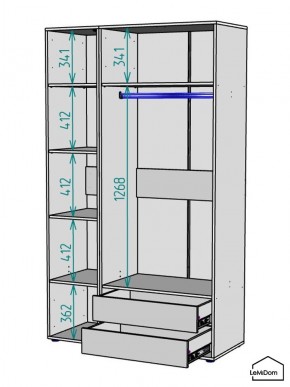 Шкаф Linnea MHR-3-2 2050х1200х510 (Белый-М 11.1.2) в Надыме - nadym.mebel24.online | фото 3
