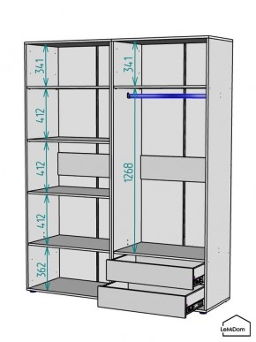 Шкаф Linnea MHR-4-2 2050х1600х510 (Графит-М 11.1.25) в Надыме - nadym.mebel24.online | фото 3