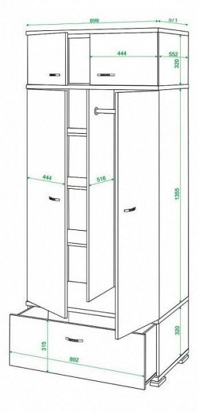 Шкаф платяной Домино КС-20 в Надыме - nadym.mebel24.online | фото 3