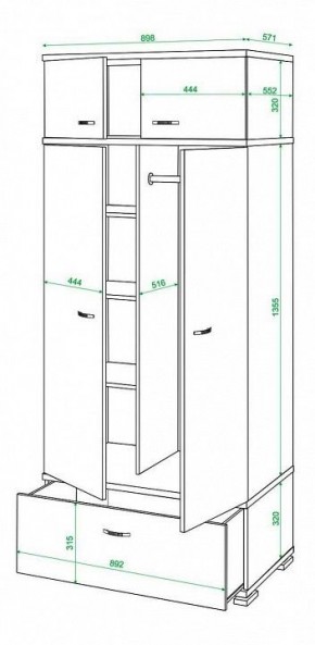 Шкаф платяной Домино КС-20 в Надыме - nadym.mebel24.online | фото 3