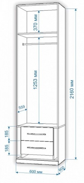 Шкаф платяной Нобиле Пл-60/60 в Надыме - nadym.mebel24.online | фото 2