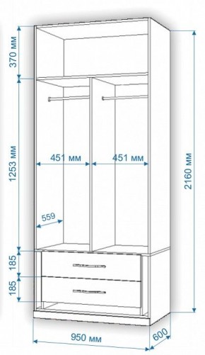 Шкаф платяной Нобиле Пл-95/60 в Надыме - nadym.mebel24.online | фото 2