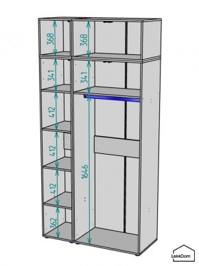 Шкаф с антресолью Linnea MHR-3A-1 2450х1200х510 (Графит-М 11.1.25) в Надыме - nadym.mebel24.online | фото 3