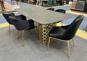 Стол CHIAVARI 220 KL-116 Черный мрамор матовый, итальянская керамика / бронзовый, ®DISAUR в Надыме - nadym.mebel24.online | фото 2