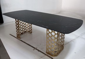 Стол CHIAVARI 220 KL-116 Черный мрамор матовый, итальянская керамика / бронзовый, ®DISAUR в Надыме - nadym.mebel24.online | фото 4