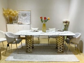 Стол CHIAVARI 220 KL-188 Контрастный мрамор матовый, итальянская керамика / Шампань, ®DISAUR в Надыме - nadym.mebel24.online | фото 2