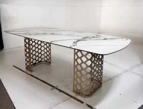 Стол CHIAVARI 220 KL-188 Контрастный мрамор матовый, итальянская керамика / Шампань, ®DISAUR в Надыме - nadym.mebel24.online | фото 6
