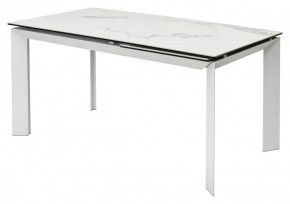 Стол CREMONA 140 HIGH GLOSS STATUARIO Белый мрамор глянцевый, керамика/ белый каркас, ®DISAUR в Надыме - nadym.mebel24.online | фото 1