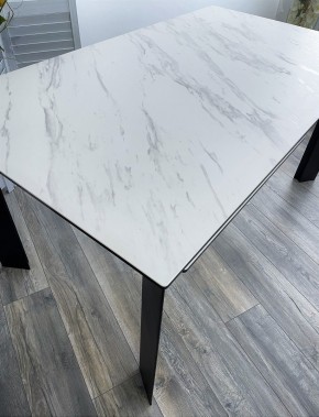 Стол CREMONA 140 KL-99 Белый мрамор матовый, итальянская керамика / черный каркас, ®DISAUR в Надыме - nadym.mebel24.online | фото 3