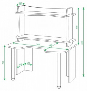 Стол компьютерный Домино lite СКЛ-Игр140 в Надыме - nadym.mebel24.online | фото 2