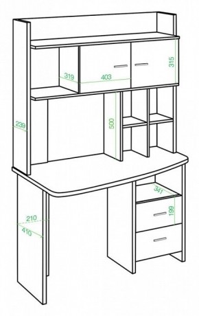 Стол компьютерный Домино Lite СКЛ-Крл120+НКЛХ-120 ШК ЛЕВ в Надыме - nadym.mebel24.online | фото 2