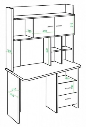 Стол компьютерный Домино Lite СКЛ-Трап120+НКЛХ-120 ШК ПРАВ в Надыме - nadym.mebel24.online | фото 2