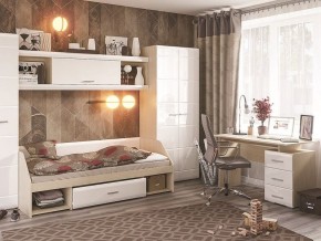 Стол компьютерный Симба Дуб белфорт-Белый глянец в Надыме - nadym.mebel24.online | фото 3