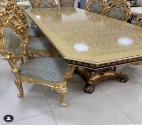 Стол прямоугольный раскладной Изабелла GOLD (столешница под мрамор) 2500(3000)*1100 в Надыме - nadym.mebel24.online | фото