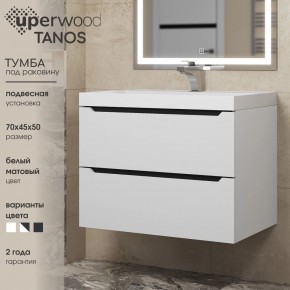 Тумба под раковину Uperwood Tanos 70 см, подвесная, белая/графит в Надыме - nadym.mebel24.online | фото 3